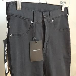 NWT Dr Denim Plenty High Waist Second Skin Jeans Dark Grey
